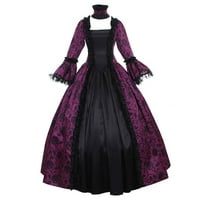 Maxi haljine za žene Žene Modni srednjovjekovni retro stil čipke Arabic Dugi Halloween vrat dugih rukava