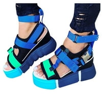 Binmer Womens Open Toe platforme casual cipele Wedge Colorblock Ankel Scap Sandale