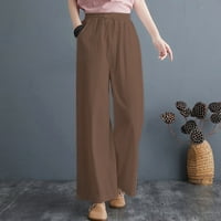 Hlače za žene plus veličina Žene Ležerne prilike pune boje pamučne hlače pamučne hlače s džepovima