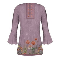 Ženska laskava plus veličina cvjetna bluza za bluzu up V Vruće rukave za rukav Upstyle Moderna tunika