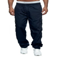 Nokiwiqis muškarci ravne hlače srednji struk labavi džepovi casual pada pantalone