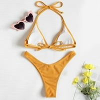 DMQupv suncokretov bikini vrh s bikini kratkim hlačama gurnite bikini visoko rez čipke čvrste dvije
