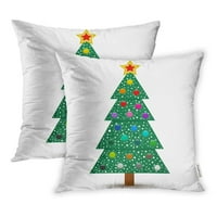 Šarene advent apstraktne ukrašene božićne stablo zvijezde kuglice i snježni zeleni jastuk kaferi