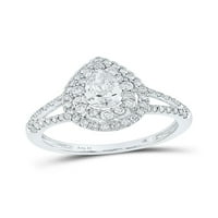 Jewels 14kt Bijeli zlatni kruški dijamant halo bridalni vjenčani prsten za vjenčanje 1- cttw
