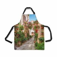 Istorijski mediteranski trijem sa cvijećem u malom talijanskom gradu Chef pregača profesionalna kuhinja Chef Bib pregača sa džepovima podesivi remen za vrat