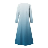 Naughtyhood ženske ljetne haljine ispisuju haljine s dugim rukavima haljine sa džepom nebo plave l