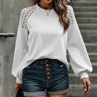 Majice Fabiurt za žene Žene Dugi rukav Elegantna čipka izdubljena labava fit pulover košulje na vrhu