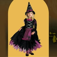 Dječja djeca Dječja djevojka haljina Veličanstvena vještica haljina s šeširom Fancy Up Party Tulle Haljine