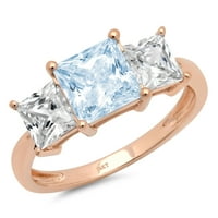 2.62ct princeza rez plavi simulirani dijamant 14k ruža zlatna godišnjica angažman kamena prstena veličine