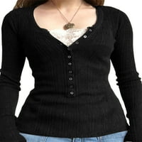 Bajke Grunge košulje za žene Y2K vrhovi dugih rukava čipke patchwork tees teen djevojke vintage tanka