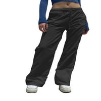 Jedno otvaranje ženskih baggy teretnih hlača ravna tanka fit solidne crkvene boje u boji niske struke
