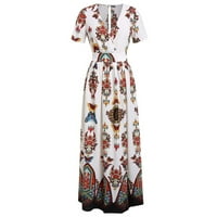 CETHRIO Ljetna haljina za žene - modni leptir tiskani s kratkim rukavima s kratkim rukavima V-izrez