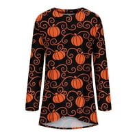 Halloween Tunic vrhovi za žene jeseni modni bundevi print Crewneck košulje s dugim rukavima Dame Dressy
