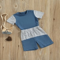 Ljetne casual dječje dječake Djevojke odjeća Boja patchwork s kratkih rukava + elastične kratke hlače