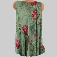 Outfmvch s dugih rukava za žene Ljeto labavo cvjetni print Tunic casual majice kratkih rukava Comfy