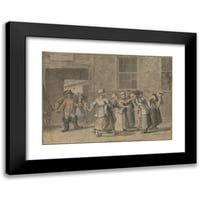 Samuel Hieronymus Grimm Crni moderni uokvireni muzej umjetnički print naslovljen - polazak iz francuske gostionice; Ilustracija za Sternenovo sentimentalno putovanje