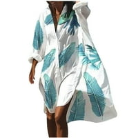 Holloyiver ženske haljine Ljetna moda V-izrez s dugim rukavima nepravilna majica duga haljina s-5xl