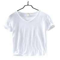 Avamo Žene Ljetne vrhove Slim Fit Majica V izrez T Majica Dame Casual Pulover Plaža Tee Narančasta L