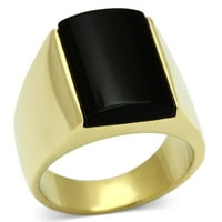 Luxe nakit dizajnira zlatni IP muški prsten od nehrđajućeg čelika sa crnim mlazom na polugamenim kamenom