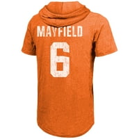 Muški fanatici brendirani Baker Mayfield Narandža Cleveland Browns Igrač igrača i majica Tri-Blend Hoodie