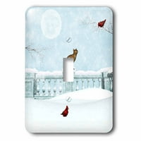 3Droza mačka i kardinala u zimskom snijegu - Jednokrevetni prekidač