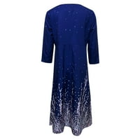 Ženske haljine na lajkovu tiskani modni modni srednji duljina A-line V-izrez ljetna haljina Royal Blue XL