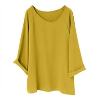 Vrhunske žute ženske vrhove ženske modne okrugle vrat kratkih rukava s kratkim rukavima tiskana majica top xxl