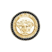 Carat okrugla crna prirodna dijamantska rudnica Muška godišnjica Medusa Prsten 14K žuto zlato preko