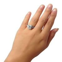 Sterling Sterling srebrni ovalni rez kubični cirkonij CZ 3-kamen zaručničke prstene veličine 6.5