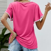 JMntiy ženska modna čvrsta boja okrugli vrat pod zemljom Udobna labava majica kratki ružni bluza casual