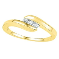 10k žuto zlato Diamond 3-kamen Obećaj prsten CTTW