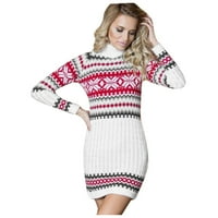 Ženski pleteni pulover Dukseri haljine padaju i zimski dugi rukav O vrat akrilni božićni pulover džemperi