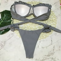 Tking Fashion Women kupaći kostimi Bikinis set ruffles Solid zavojni set brazilski kupaći kostimi za