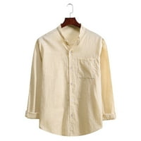 Aaiaymet muška košulja Solid Boja Top košulje Lapel Striped Dug-rukav dugme Mekana topla košulja Casual Labava bluza