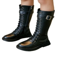 Daeful Kids Riding Boot okrugli nožni koljena Visoke čizme Vodootporne cipele Školska moda Neklizajuća