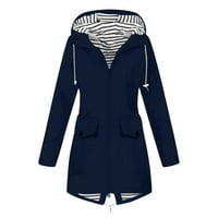 Pxiakgy zimski kaputi za žene Žene Čvrsta kišna jakna na otvorenom plus veličina s kapuljačom, otporni na vjetar, mornarski plavi + 3xl