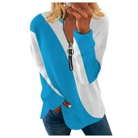 Vrhovi za čišćenje za žene Henley casual bluza Grafički otisci Žene Bluze s dugim rukavima, plava, xxxl