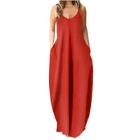 Maxi sunčane haljine za žene plus veličine Senders sa džepovima Summer Baggy bez rukava Dye Spaghetti