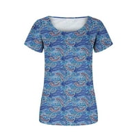 Žene plus veličina Ženska moda Ispisana casual okruglica s kratkim rukavima labava majica za bluze s