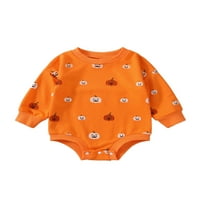 Halloween Newborn Baby Girl Boy odjeća bundeva romper dugi rukavi dugi rukav Bodysuit Jesen Zimske odjeće narančasto 12 mjeseci