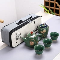 Prijenosni kineski čaj keramički čajnik ostavlja šalice čajeva za čaj od jar-a s norbovim kućištem zelene