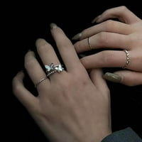 Heiheiup slaganje prstena za žene za žene temperament LowKey Podesivi leptir zglobni prsten nakit sa