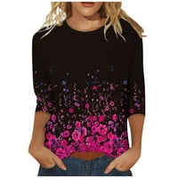 Bazyrey ženski vrhovi rukav ležerni cvjetni ispisani bluze ženske modne okrugle vrata labave majice