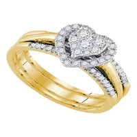 Dijamantna princeza 10kt Žuti zlatni dijamantski srčani bridalni vjenčani prsten set CTTW