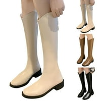 Sandale Žene široke noge Moda Jesen koljena Visoke čizme Niska peta guste pete Kvadratni nožni prsti