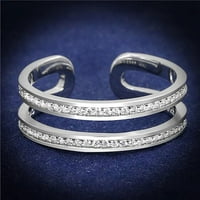Ženski rodijumski srebrni prsten sa AAA CRT CZ-a u Clear - Veličina 5
