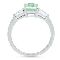 2. CT Sjajni smaragdni rez simulirani zeleni dijamant 14k bijeli zlato tromjesečni prsten sz 9.5
