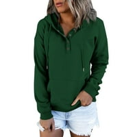 Qcmgmg Trendy dukseri za žene s kapuljačom s kapuljačom sa džepom Boho pulover dugih rukava ovratnik