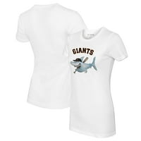 Ženska malena repala bijela San Francisco Giants Shark Logo Majica