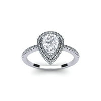 Superjeweler Carat Pear Oblik Moissite i Diamond Double Halo prsten u srebru Sterling za žene